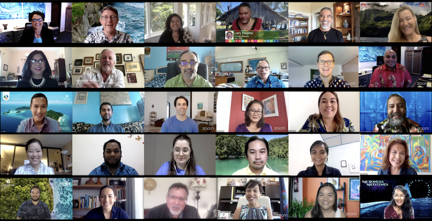 A collage of screenshots of speakers and moderators taken during weeks 1 to 5 the virtual conference series.