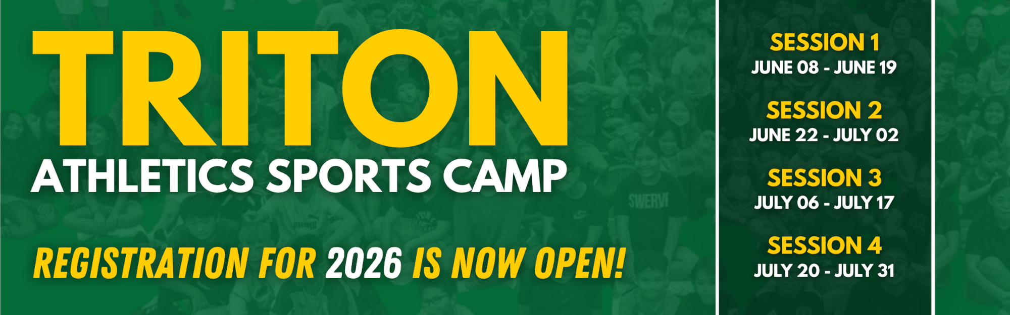 Registration is now open for Triton Athletics Sports Camp 2026