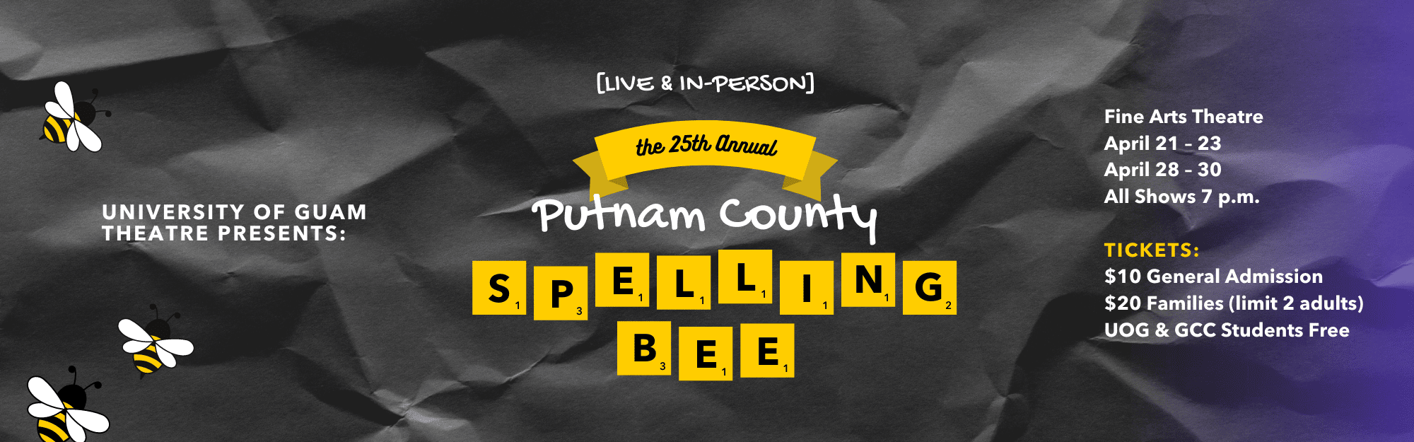 Watch the Putnam County Spelling Bee by the Fine Arts Theatre This April!