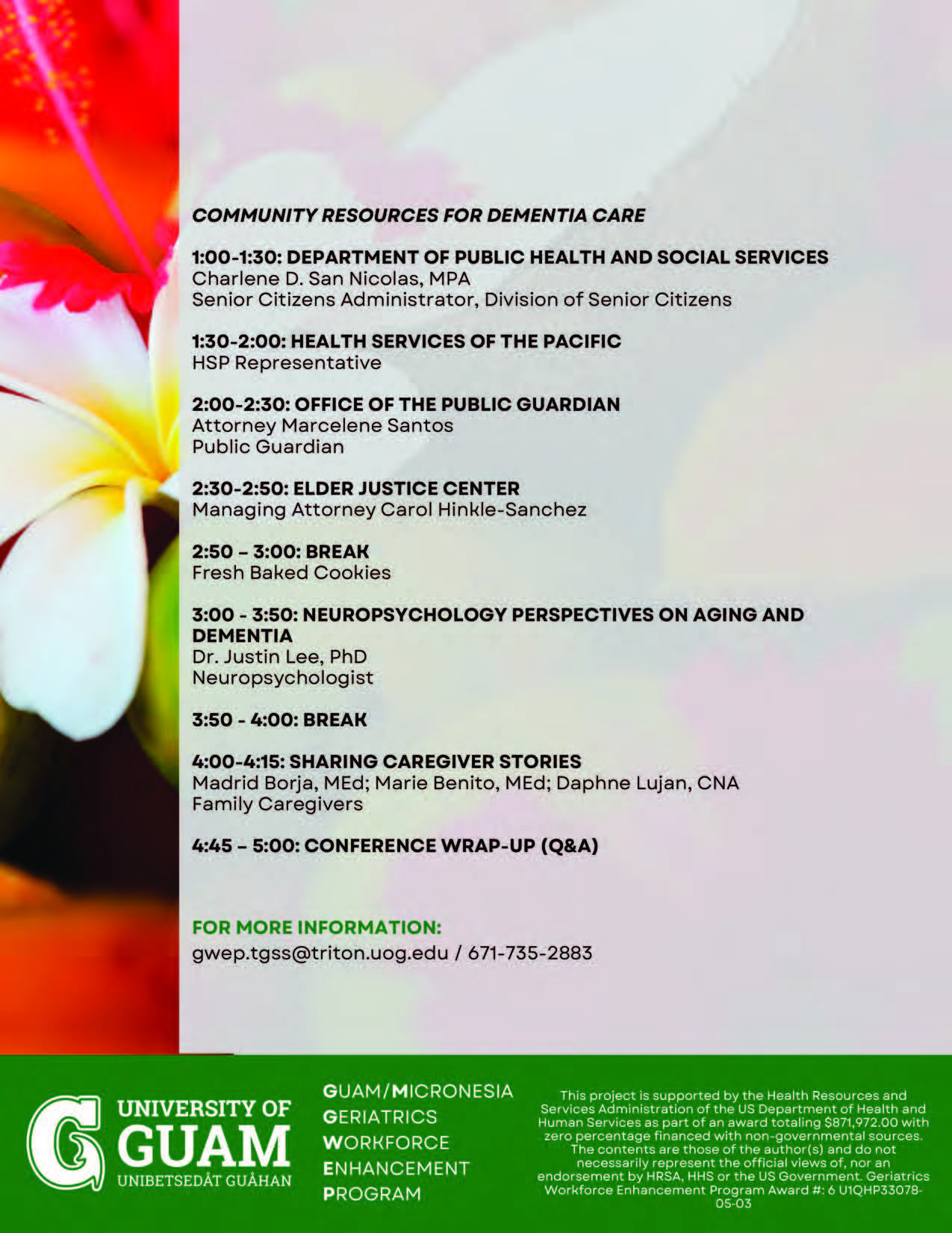 UOG Dementia Care Conference Agenda Page 2