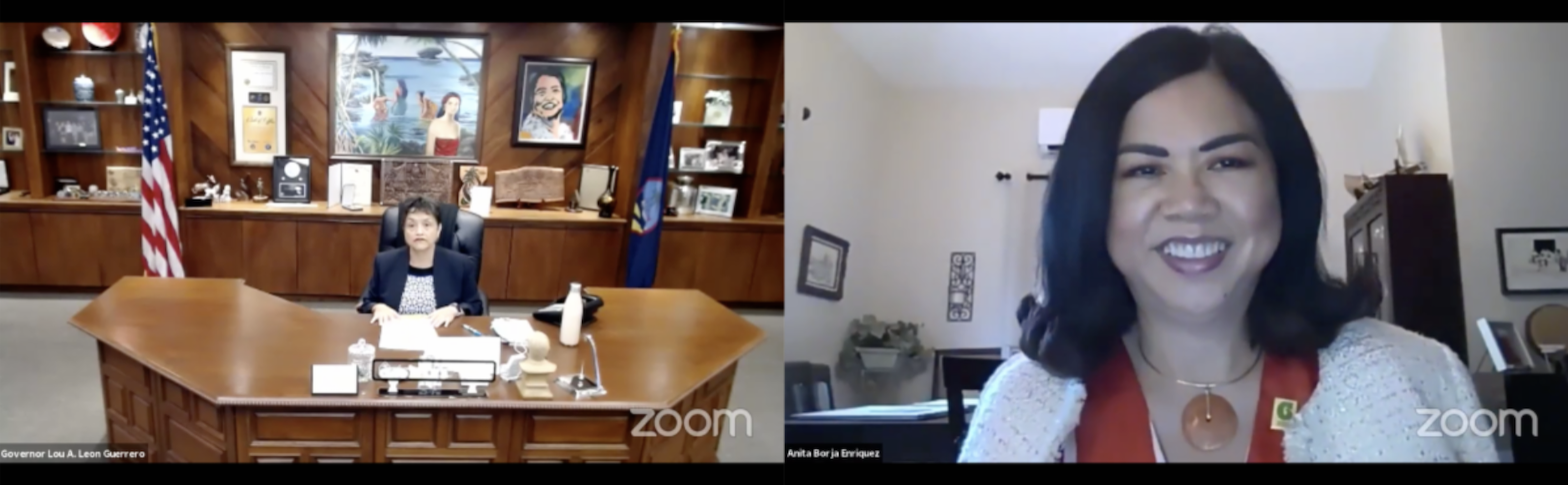 Screenshot of Governor Lou LG and UOG SVP Dr. Anita B. Enriquez