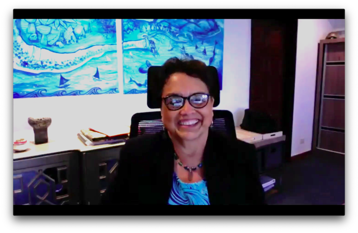 Screenshot of Governor Lou Leon Guerrero during UOG Virtual Conference Series on Island Sustainability