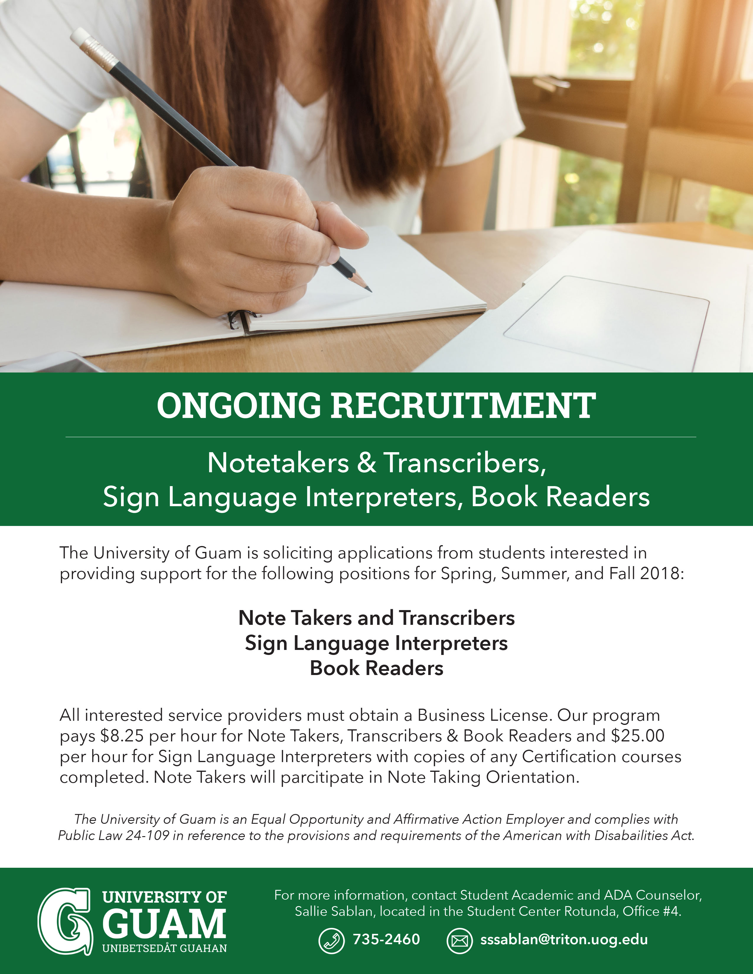 Recruitment for notetakers