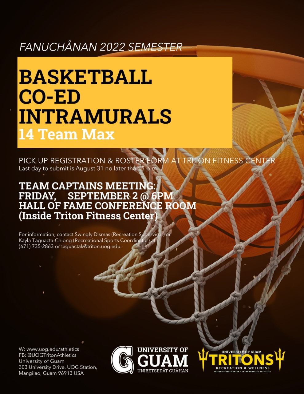 Deadline to Register a Team for Triton Recreation Co-Ed Basketball Intramurals