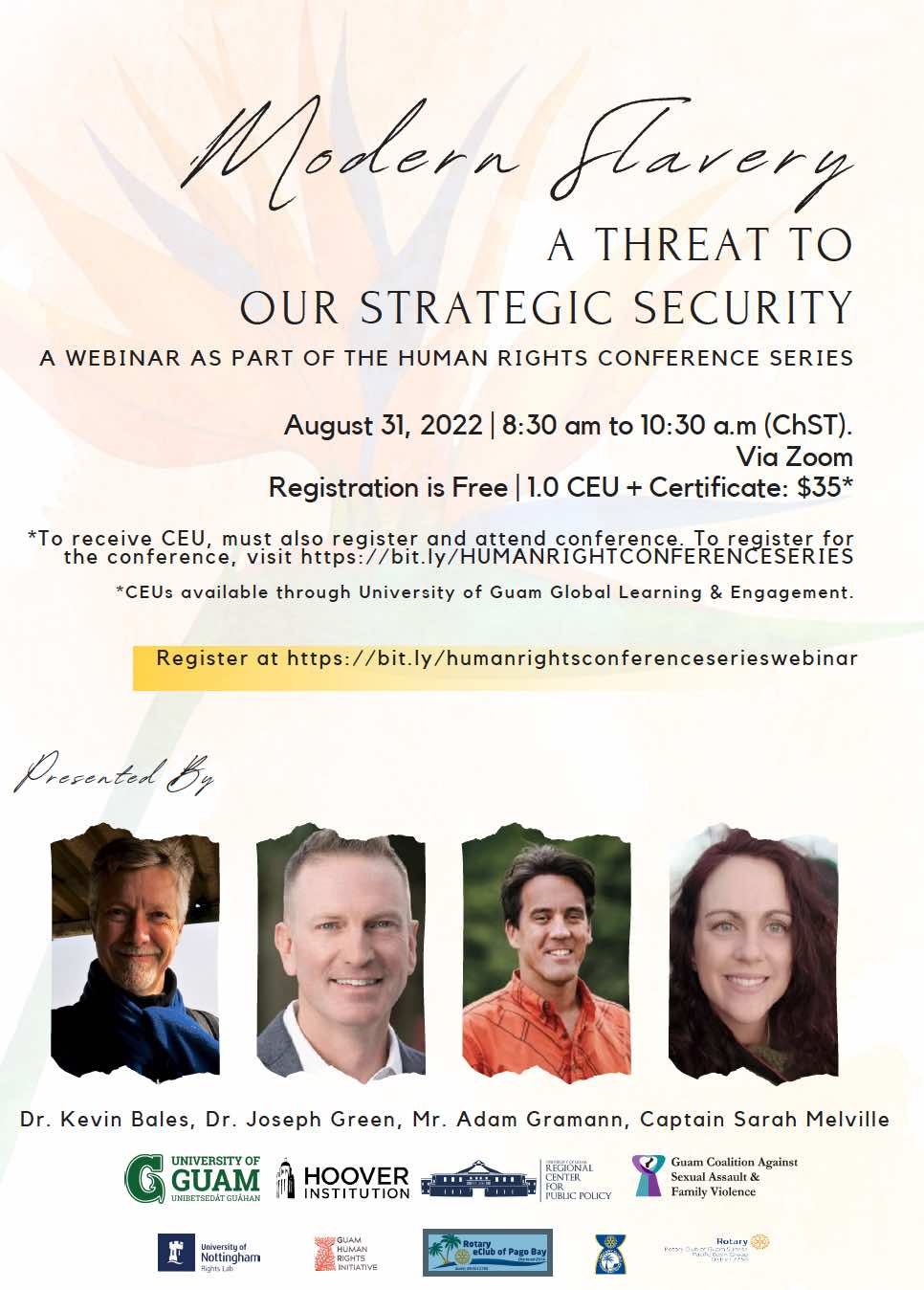 Human Rights Conference Series Webinar: Modern Slavery, A Threat to Our Strategic Security