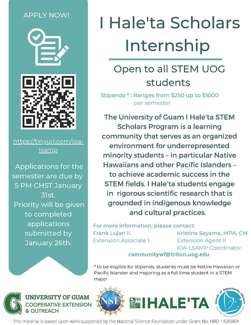 Deadline to Apply for I Hale'ta STEM Scholars Internship