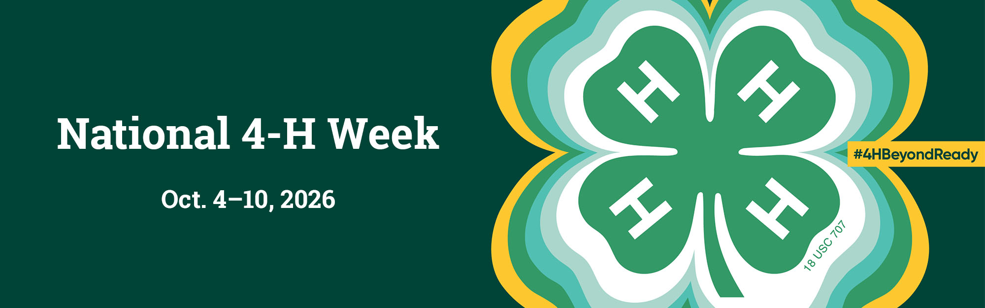 Celebrate National 4-H Week in Guam! Banner announcing National 4-H Week from Oct. 4-10, 2026