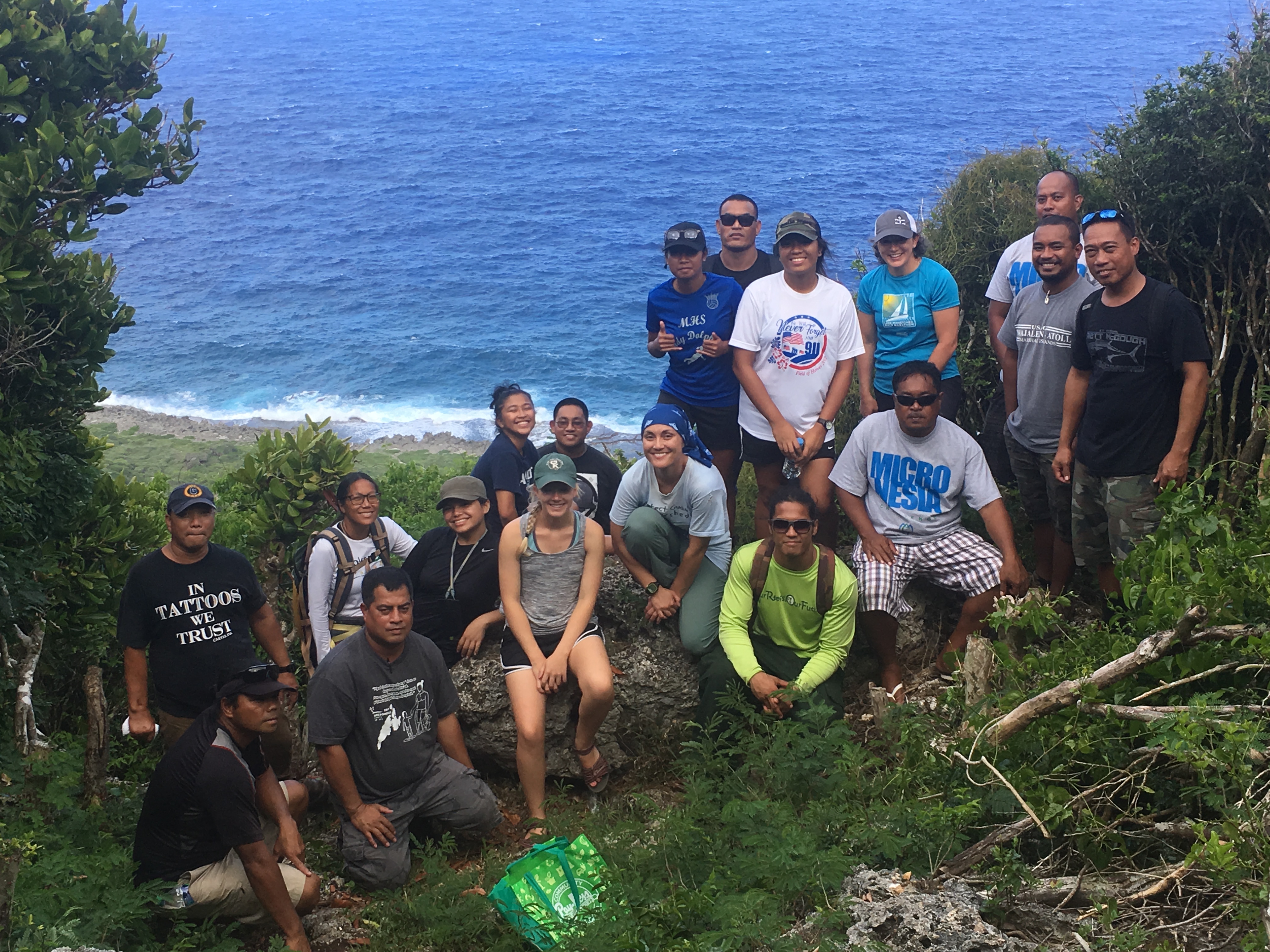 Participants and instructors of the “Tropical Forest Ecology” course pose for a photo on the East Coast of Guam. The 17-day course was offered by the University of Guam in partnership with Iowa State University and the U.S. Forest Service from May 21 to June 7.