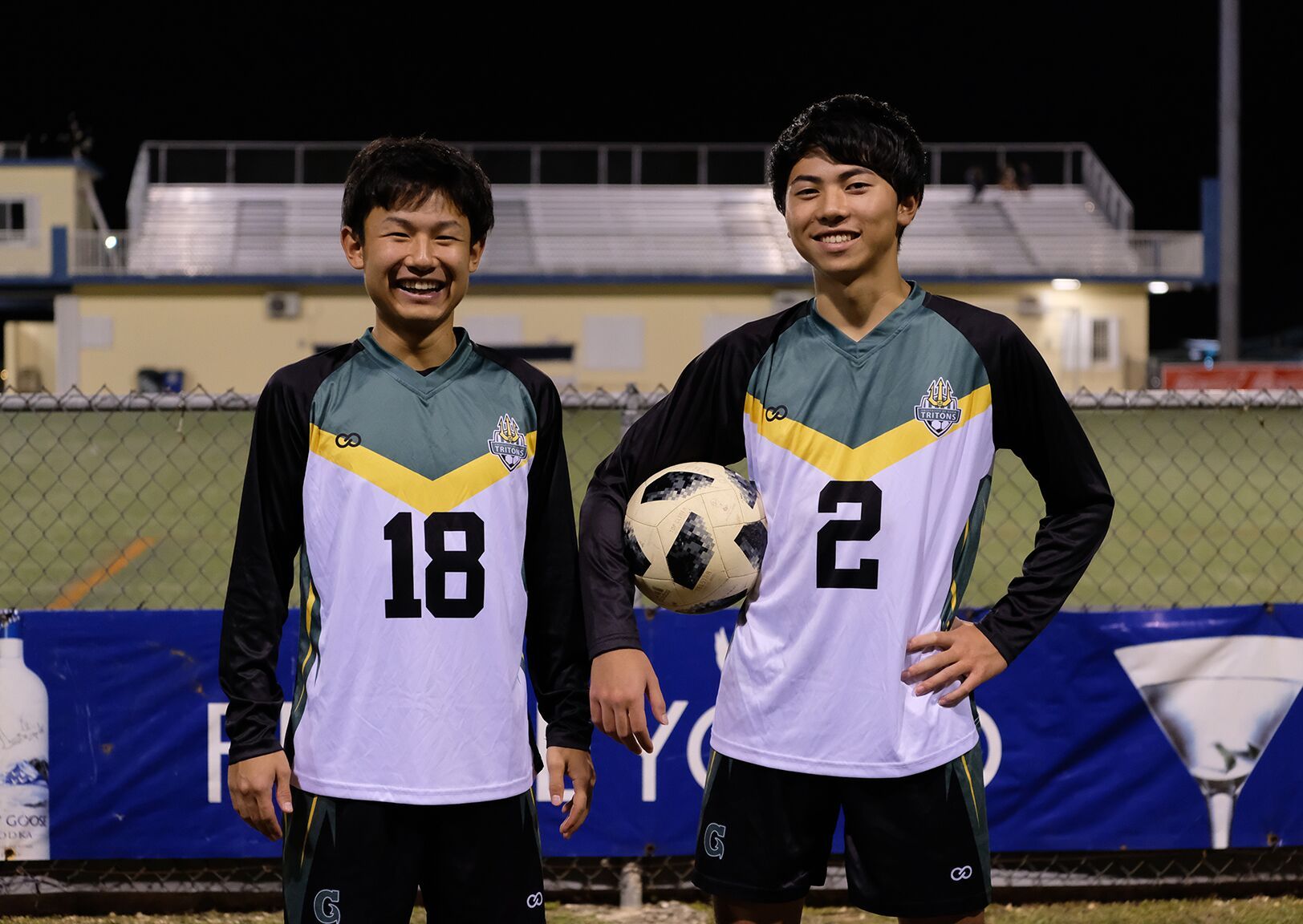 Ryoga Okada (#2) and Ichiyo Kawmata (#18) together prior to Islanders FC game
