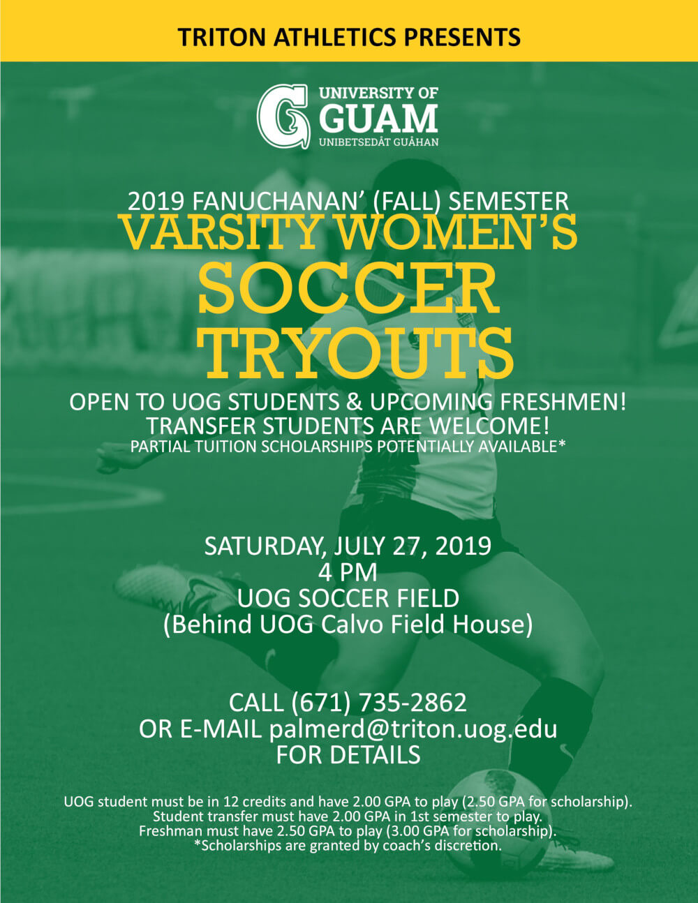 Women's soccer tryouts to be held July 27