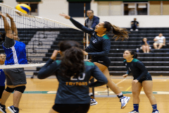 The University of Guam Varsity Volleyball Team made short work of the UOG Recreation Department Volleyball Club Team, the Tridents, on Monday night at the UOG Calvo Field House in a Guam Women's College Volleyball League match, as the Tritons won 3-0, 24-14, 25-12, 25-13.