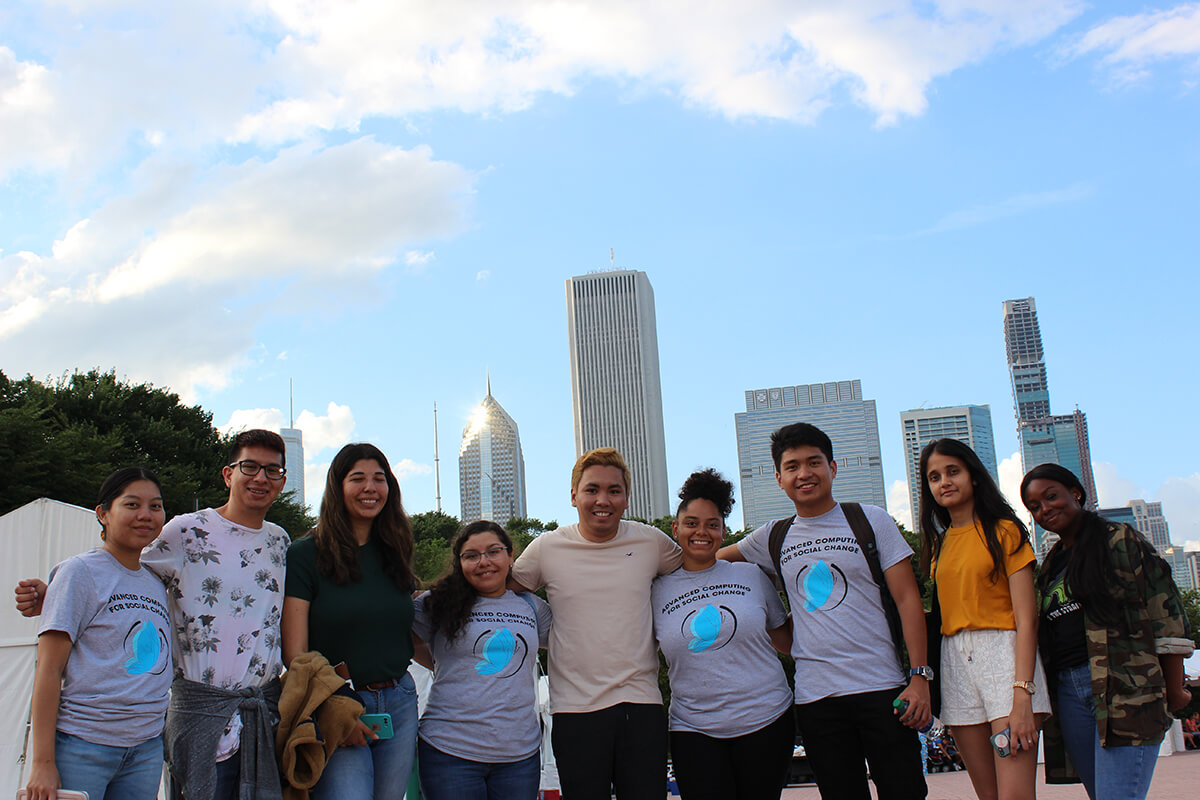 Photo of UOG students at Advanced Computing for Social Change in 2019 in Chicago