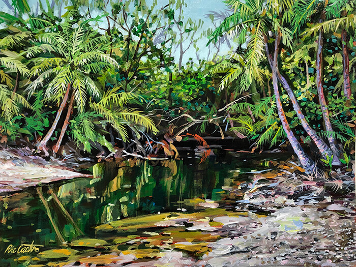 “Cetti River Outlet,” an acrylic painting by Ric Castro