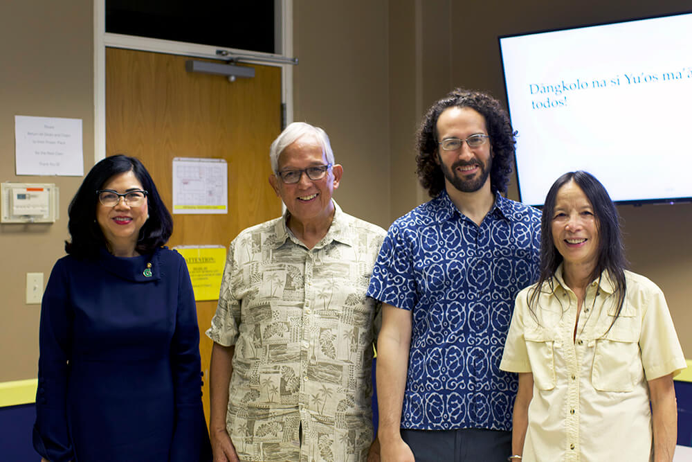 Anita B. Enriquez, President Emeritus Robert A. Underwood, David A. Ruskin, and Sandra Chung