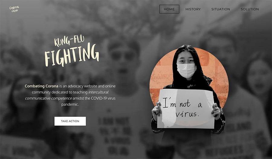 The home page of the “Combating Corona” website
