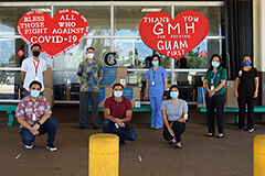 Community members infront of Guam Memorial Hospital.