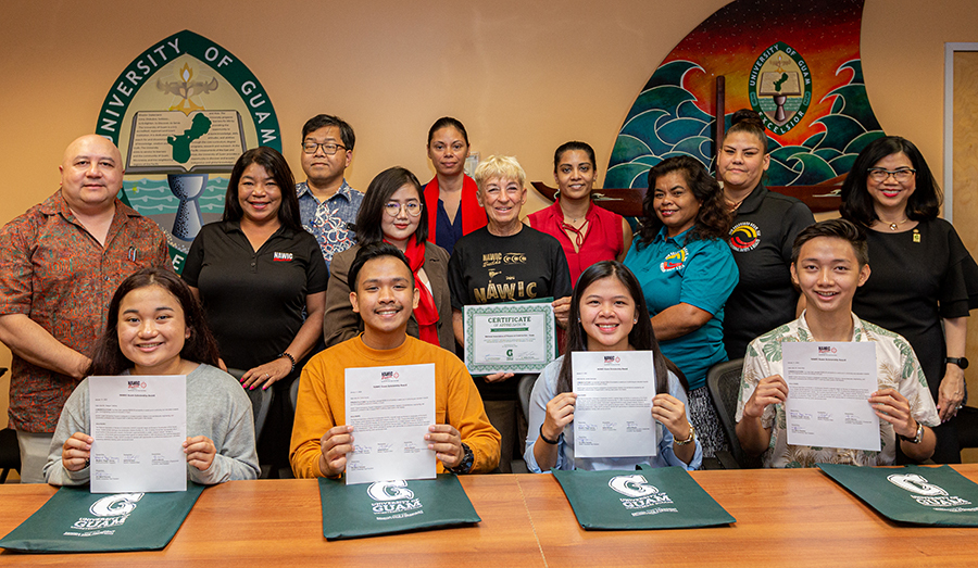 UOG Scholarship awardees with UOG and NAWIC Leadership