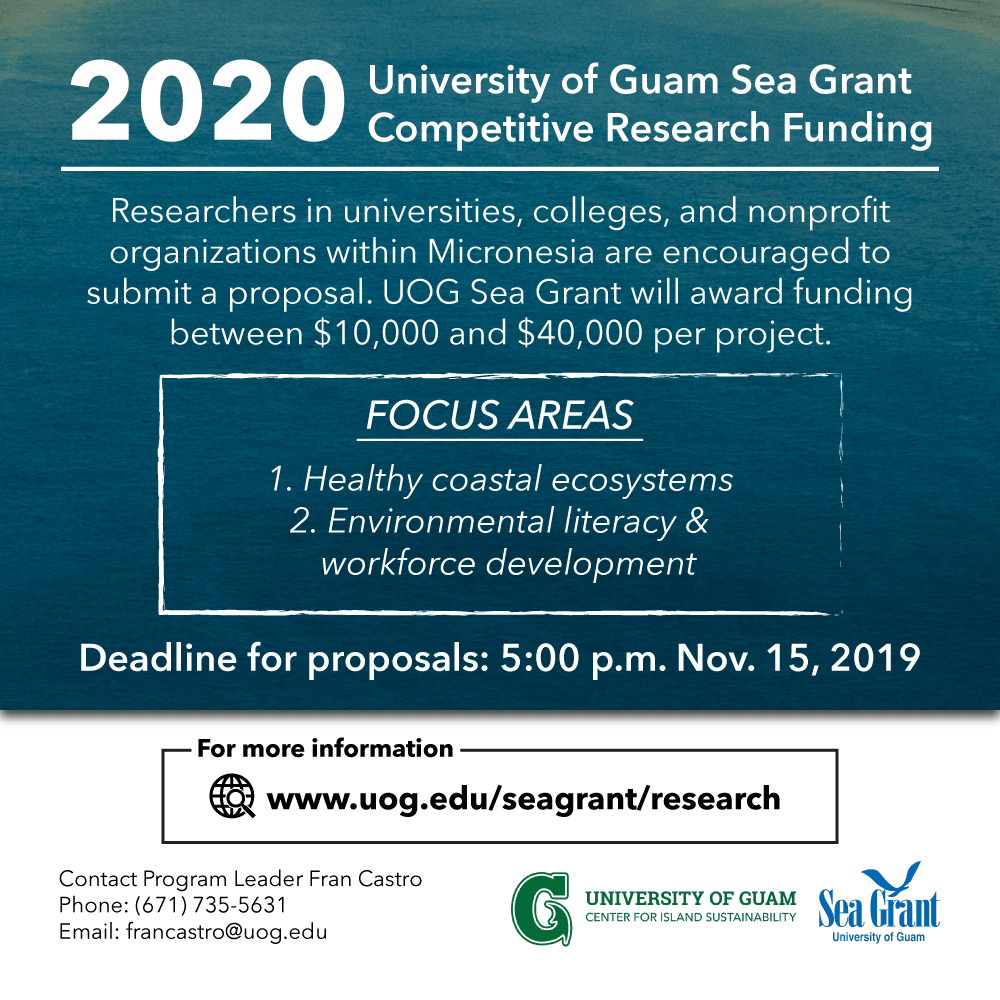 2020 UOG Sea Grant Competitive Research Funding Flyer