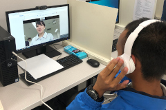 UOG student video chatting with Japanese student