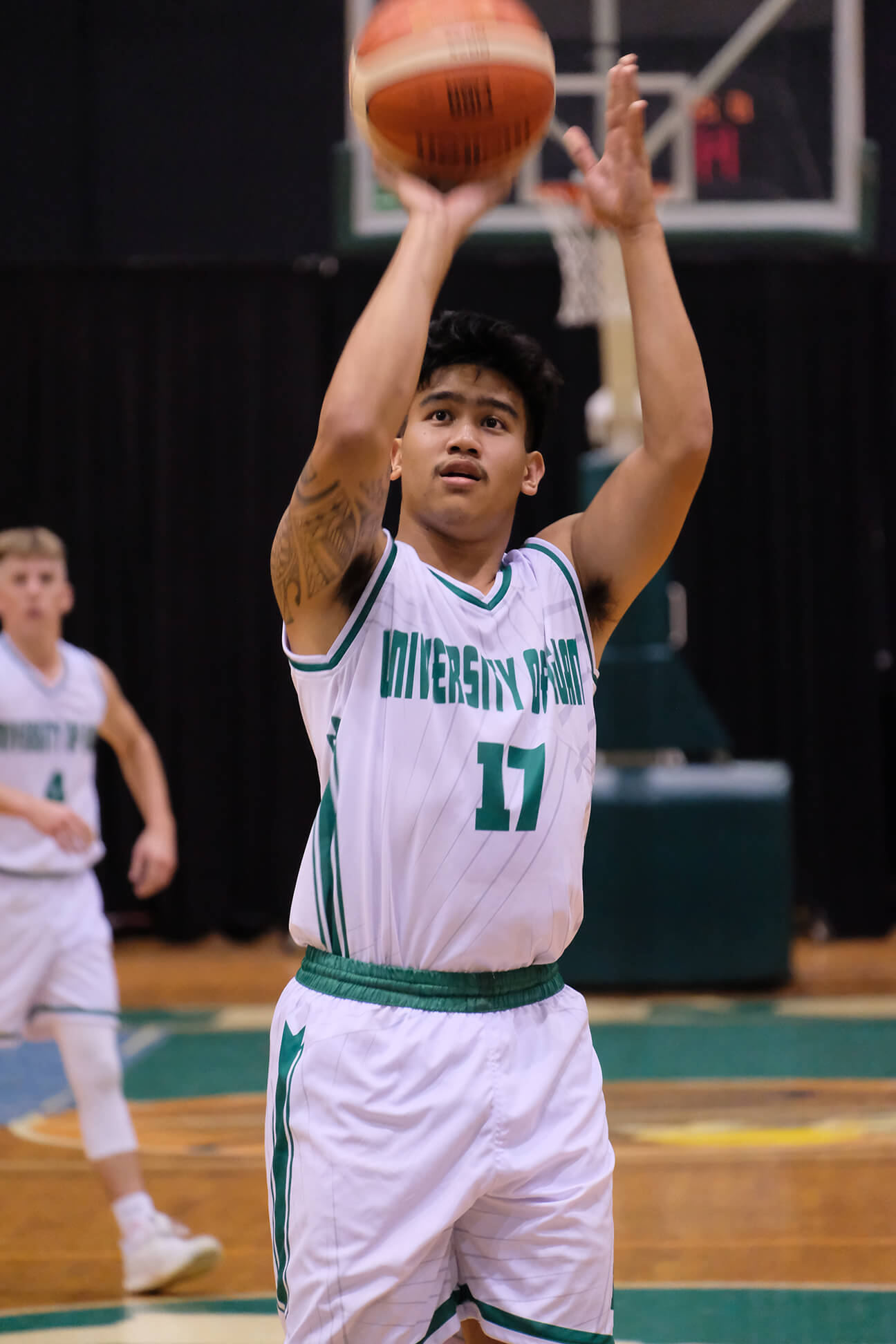 Brandon Soriano scores one of his 19 points for the Tritons on a free throw.