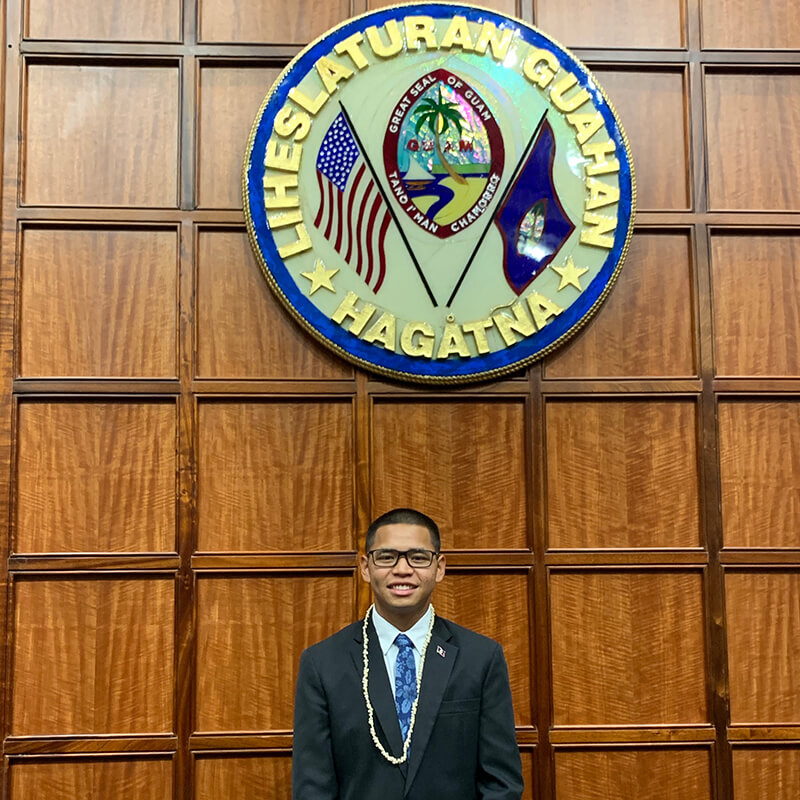 Nolan Flores at the Guam Legislature, where the Guam Youth Congress meets.