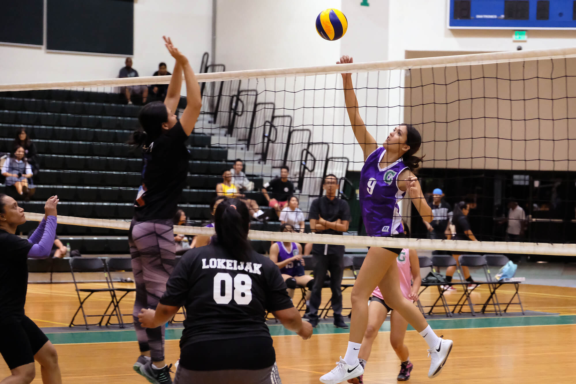 Laressa Halladay goes up for one of several successful kills she made against team Breakthrough