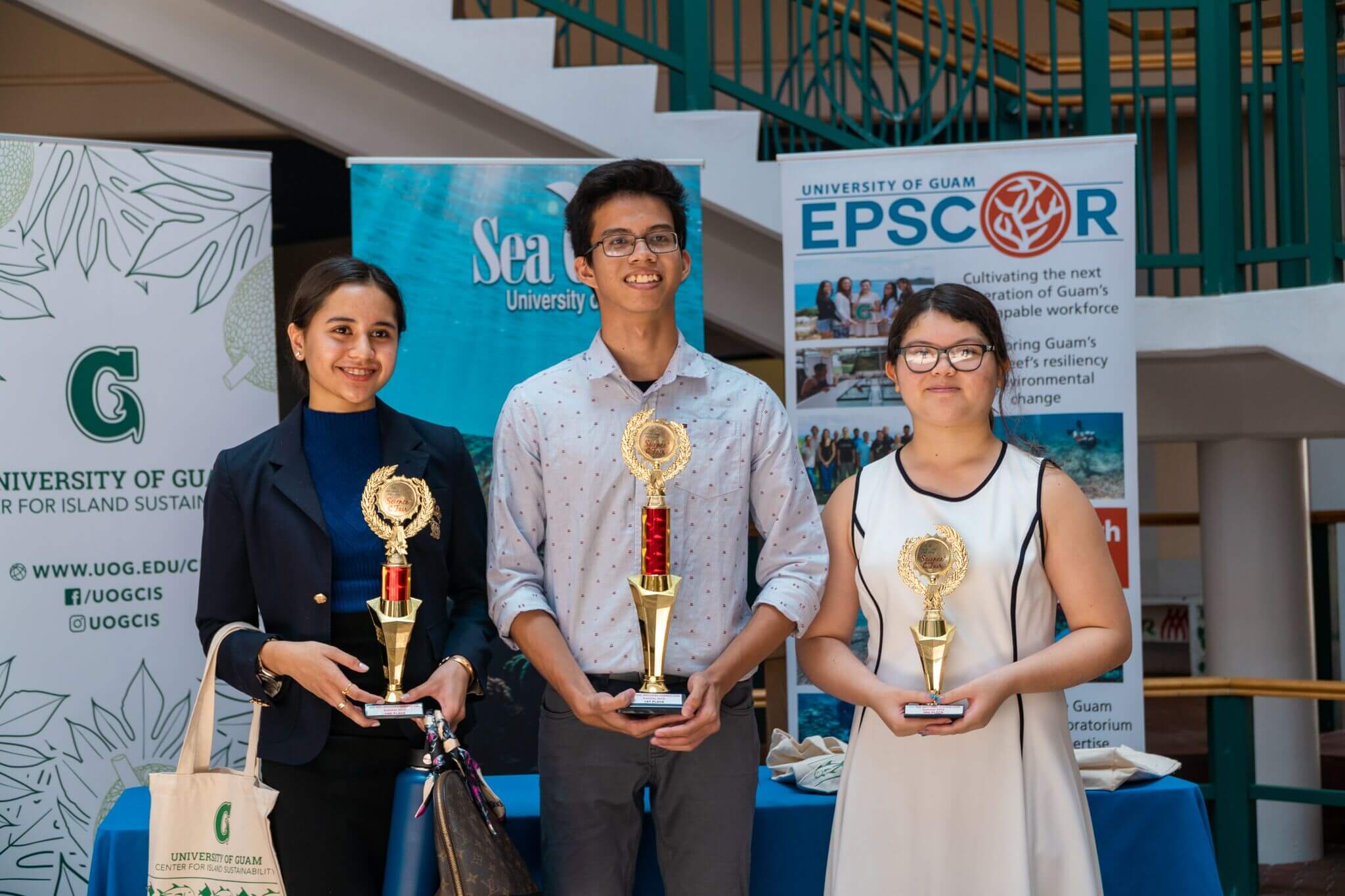 NSF INCLUDES Science Fair winners Anica Camacho, Jerome Ariola, and Isabella Certeza