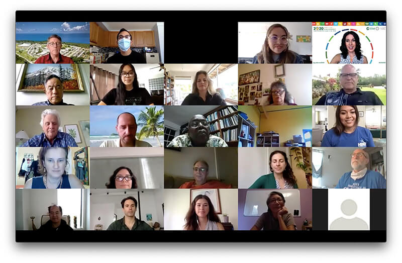 Participants of the first-ever virtual Conference on Island Sustainability video conference