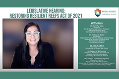 UOG Sea Grant's Fran Castro provided testimony in support of the Restoring Resilient Reefs Act.