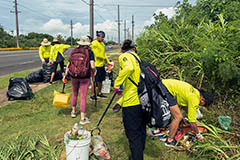 Members of the G3 Conservation Corps at a roadside cleanup 