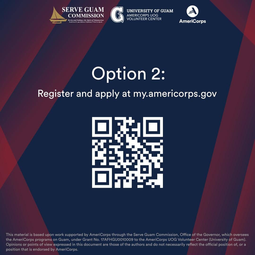 Option 2: Apply online at my.americorps.gov, or scan the QR code in this image to proceed to that website