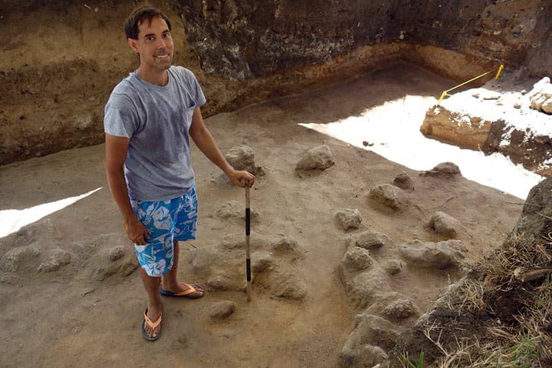 UOG archaeologist Michael Carson at the 2013 excavation of Sanhalom in Tinian