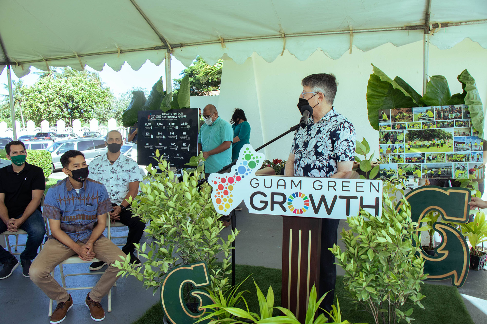 UOG President Thomas W. Krise commends the G3 Conservation Corps graduates