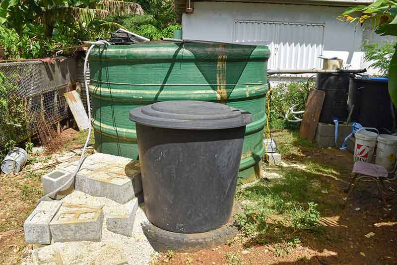 Storage tank at Andrew Manglona's tilapia farm 