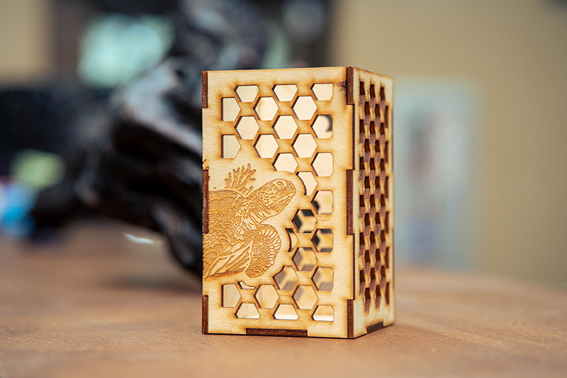 Photo of a wooden pen holder
