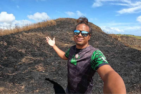 Farron Taijeron is on a mission to increase knowledge about the harmful effects of wildfires in Guam.