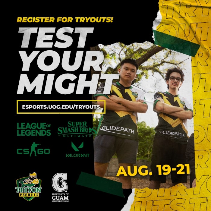 Triton Esports is looking for the athletes who will represent UOG in League of Legends, Smash, CS:GO, and Valorant this year.