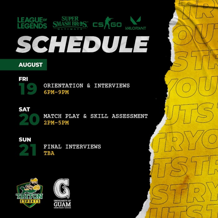 Triton Esports tryouts schedule