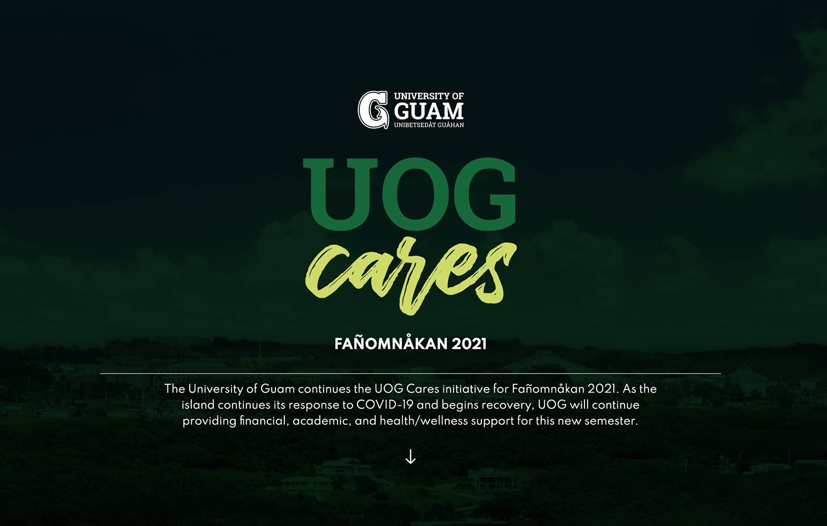 Screenshot of the UOG Cares website
