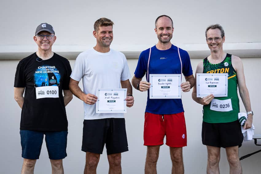 Photo of the top three finishers in the 40-40 male division