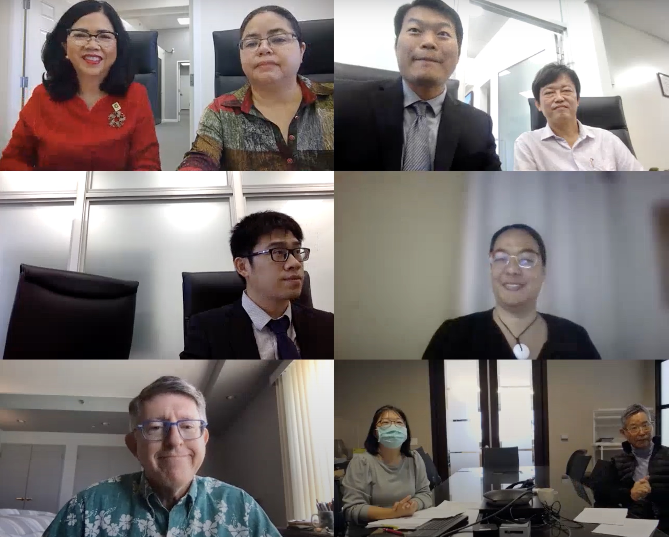 Group screenshot of virtual video call