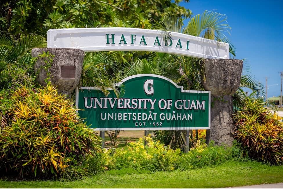 The University of Guam campus sign
