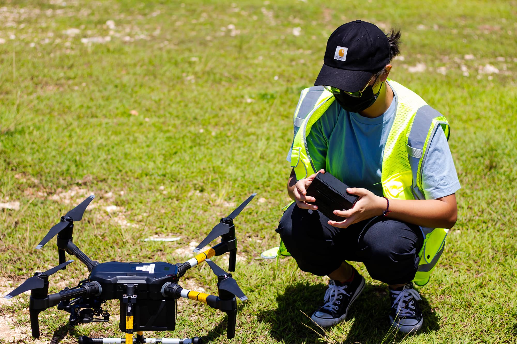 Jin Hee Choe goes over drone flight preparations 