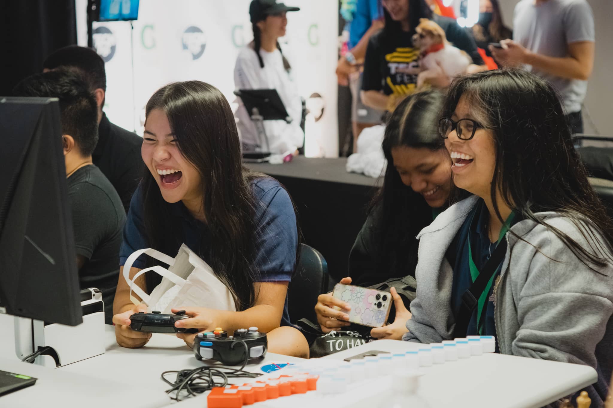 Female students participating in a Triton Esports event during Tech Fest 2023