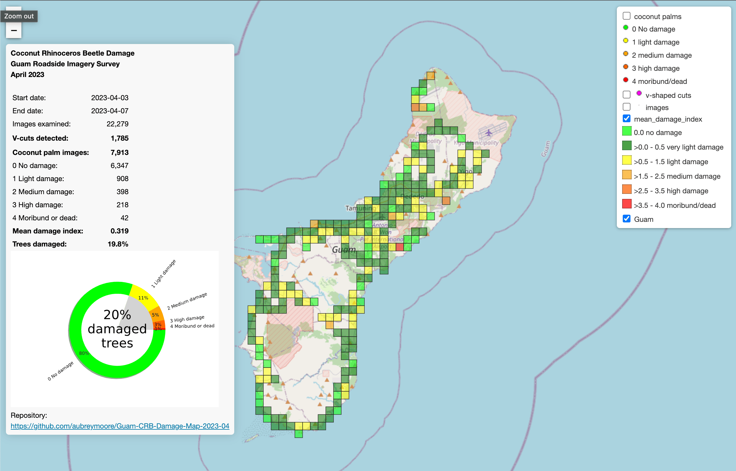 coconut trees damage map 