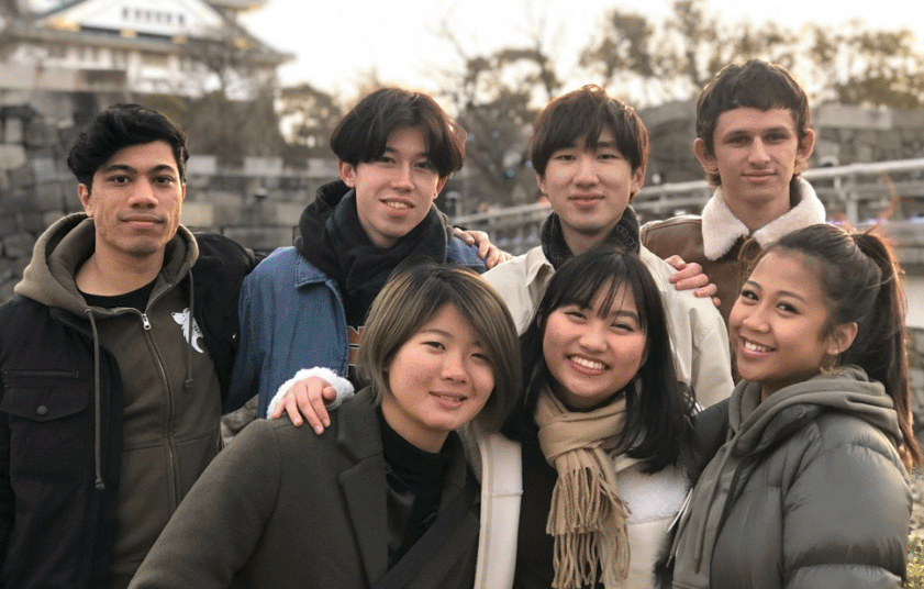 Members of International Student Exchange pose for a photo