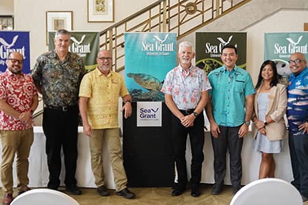 Members of of UOG, Hawaii, and National Sea Grant programs pose for a photo after press conference.