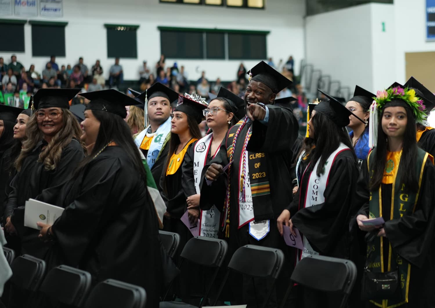 Photo of students happy during the Fanuchånan 2023 commencement