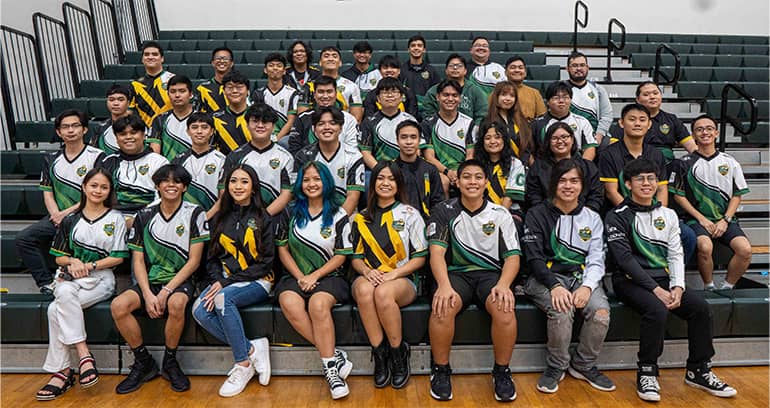 UOG Esports team poses for a photo in Calvo Fieldhouse