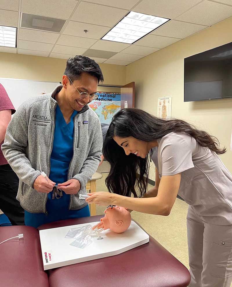 Photo of Nicko Inocencio in a lab at Arcadia University